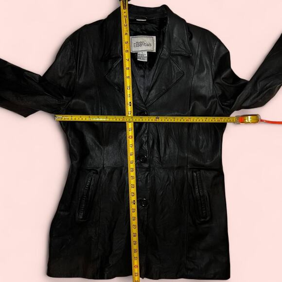 Vintage black leather blazer jacket - Picture 5 of 6